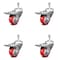 Service Caster 3 Inch Red Polyurethane Swivel 3/8 Inch Stem Caster Set with Total Lock Brake SCC-TSTTL20S314-PPUB-RED-381615-4 - alternate 1